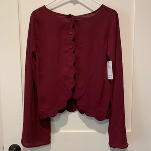 Love Riche Open Back Blouse with Button Accents